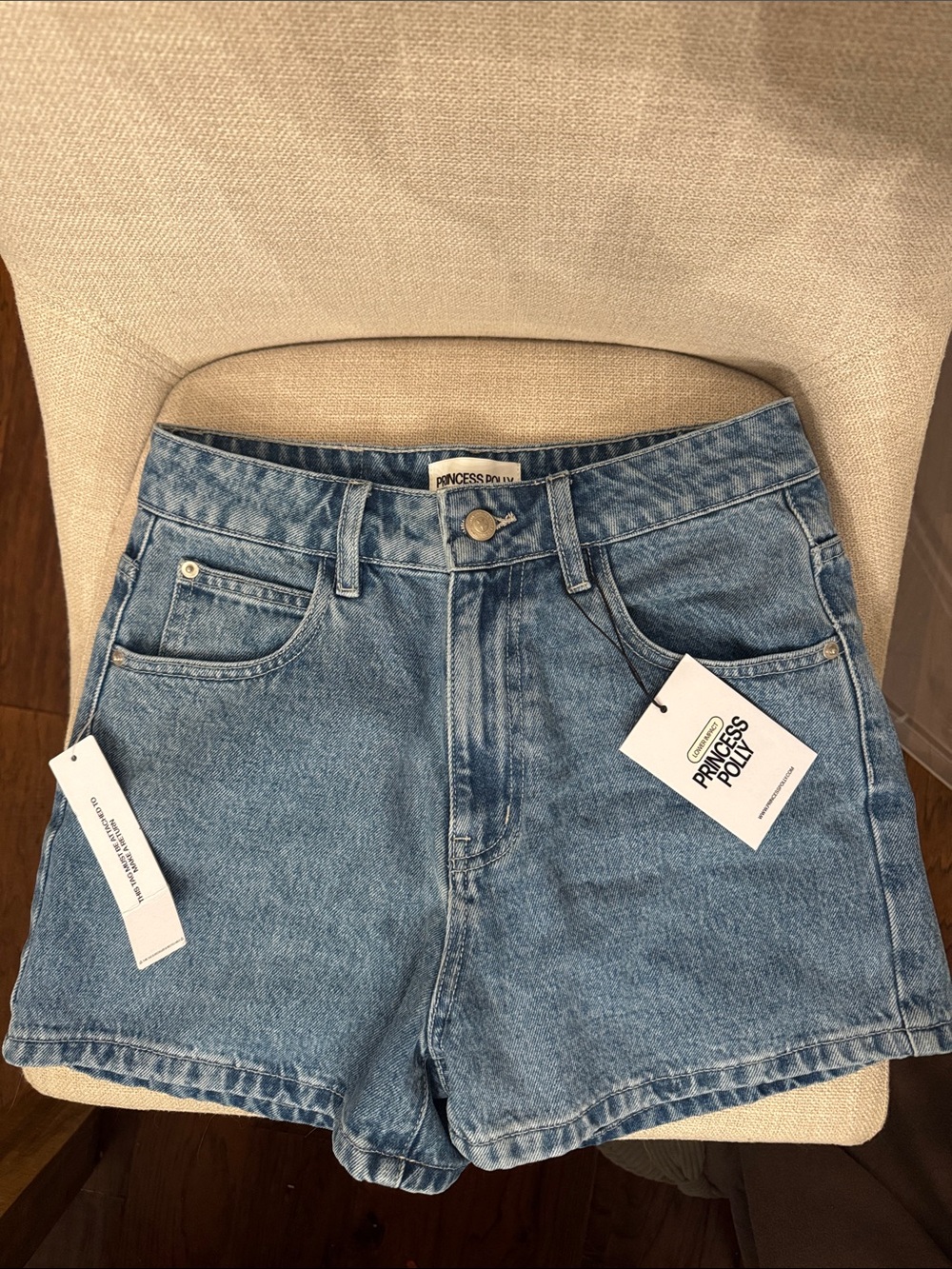 Princess Polly Light Wash High-Rise Denim Shorts